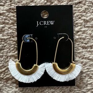 J. Crew Gold and White Fringe Earrings